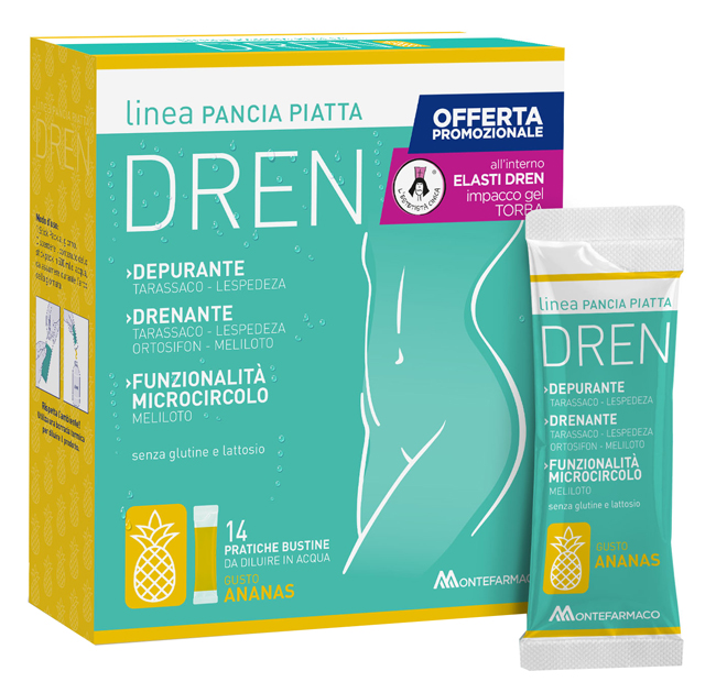 PANCIA PIATTA DREN ANANAS 14 BUSTINE STICK PACK + TORBA DRENANTE - farmavitality.it