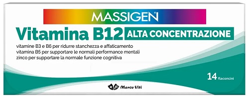 MASSIGEN VITAMINA B12 ALTA CONCENTRAZIONE 14 FLACONCINI - farmavitality.it