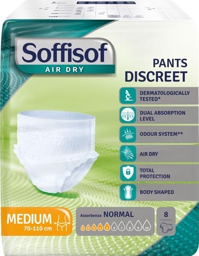 PANNOLONE SOFFISOF AIR DRY PANTS DISCREET MEDIUM 8 PEZZI - farmavitality.it