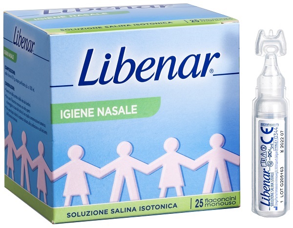 SOLUZIONE SALINA ISOTONICA 0,9% LIBENAR PER IGIENE NASALE 25 FLACONCINI MONOUSO X 5 ML - farmavitality.it