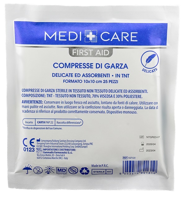 GARZA MEDICARE TNT 10X10 CM 25 PEZZI - farmavitality.it