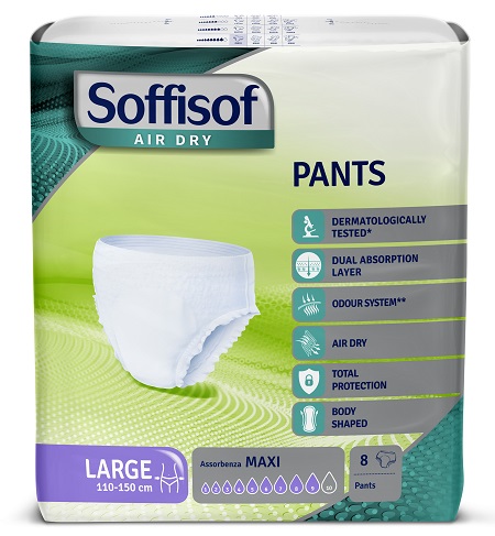 PANNOLONE SOFFISOF AIR DRY PANTS MAXI LARGE 8 PEZZI - farmavitality.it