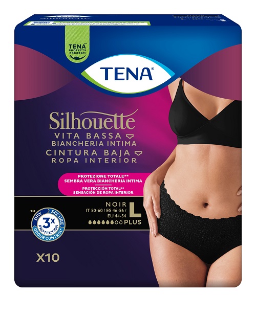 PANNOLONE A MUTANDINA ASSORBENTE TENA SILHOUETTE NOIR L VITA BASSA 10 PEZZI - farmavitality.it
