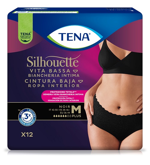 PANNOLONE A MUTANDINA ASSORBENTE TENA SILHOUETTE NOIR M VITA BASSA 12 PEZZI - farmavitality.it