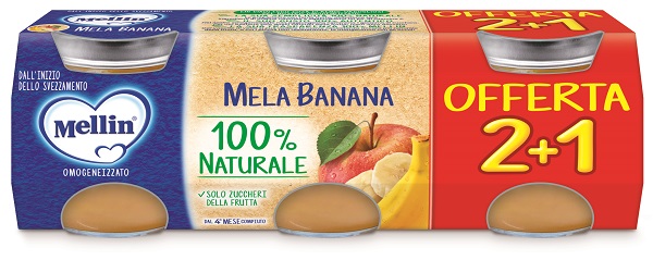 MELLIN OMOGENEIZZATO MELA BANANA 3 PEZZI DA 100 G - farmavitality.it