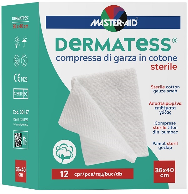 GARZA COMPRESSA DERMATESS IN COTONE 36X40CM 12 PEZZI - farmavitality.it