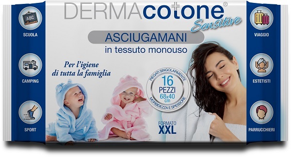DERMACOTONE SENSITIVE ASCIUGAMANI XXL 68X40 CM 16 PEZZI - farmavitality.it