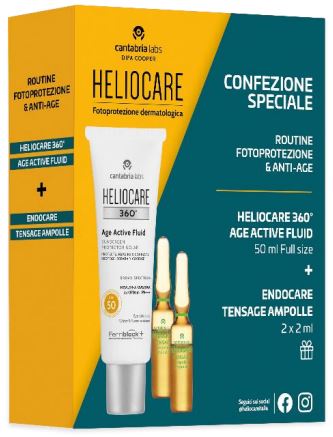 HELIOCARE 360 AGE ACTIVE 50 ML + ENDOCARE TENSAGE AMPOLLE 2 FIALE DA 2 ML CAMPIONE GRATUITO - farmavitality.it
